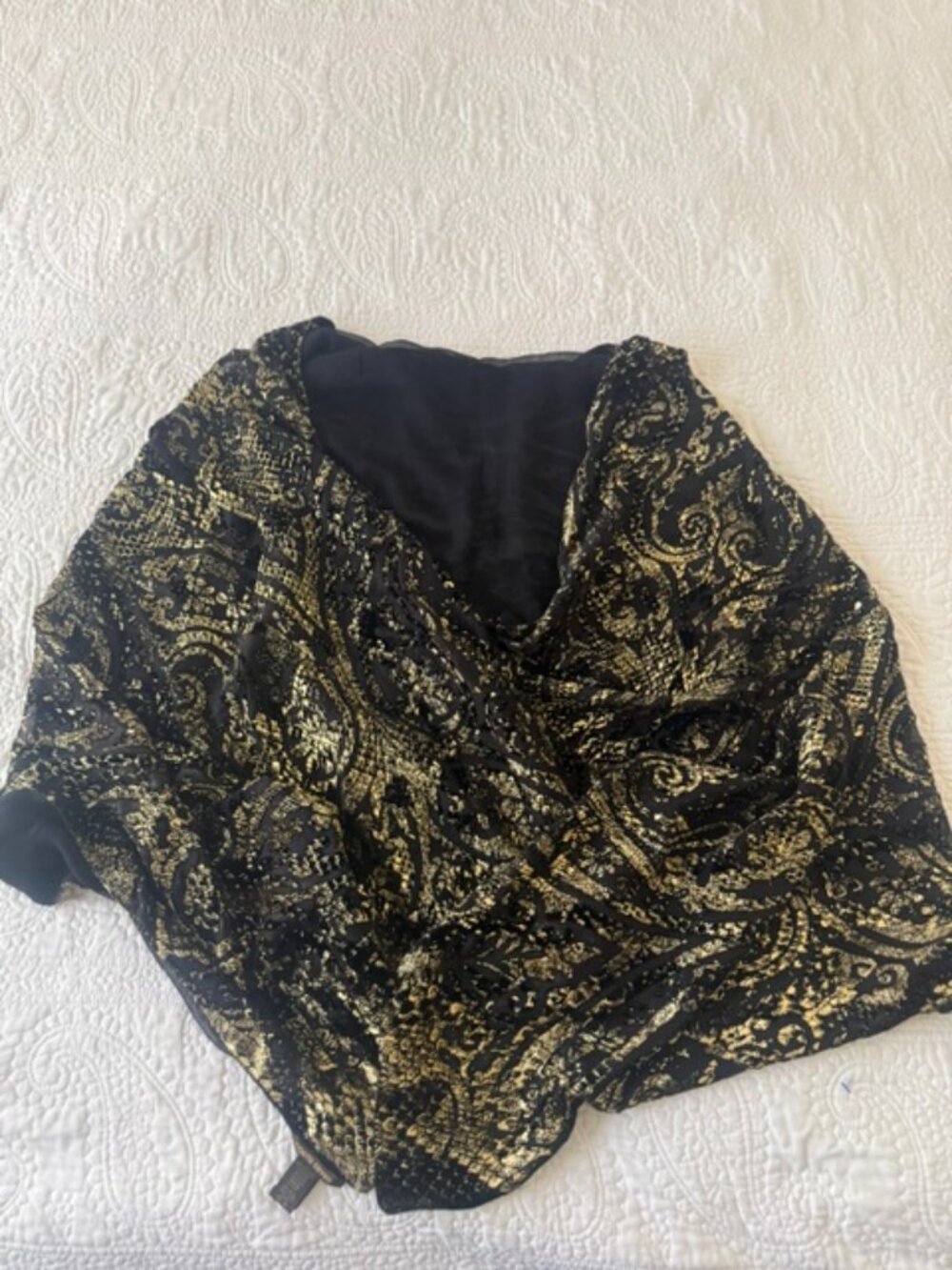 Roberto Cavalli Scarf Black & Metallic Printed